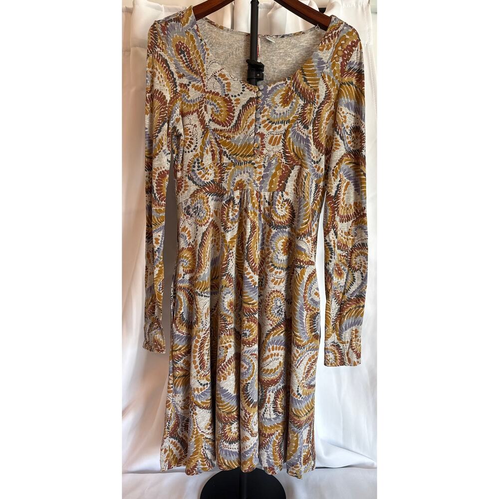 Ric Rac by Anthropologie Paisley Midi Dress Earth Tones Size Small